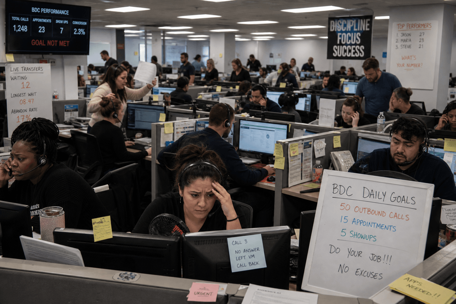 Busy BDC call center floor